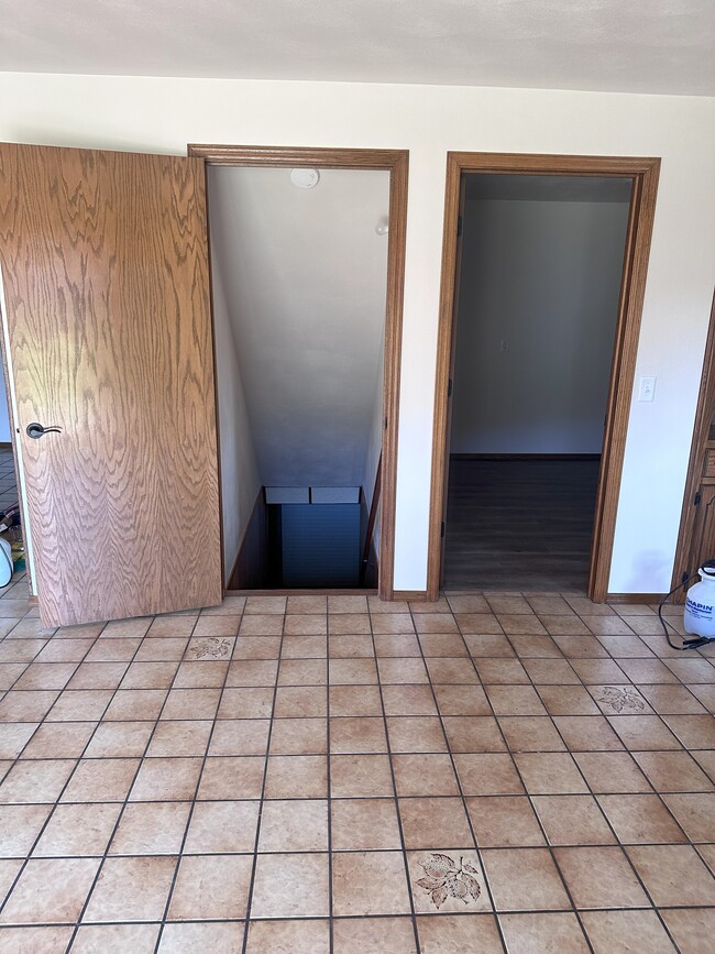basement stairs and laundry door