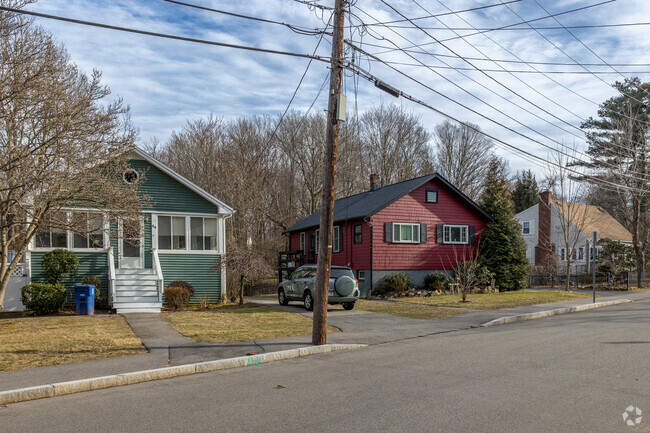 Colorful bungalow style homes line the streets of Weymouth Landing.