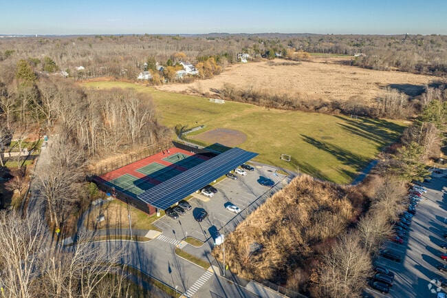 The sports fields and tennis courts at the Jonas Clarke Middle School in Lexington, MA.