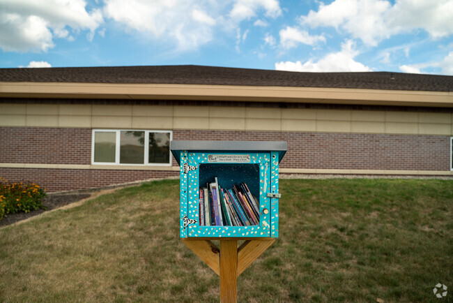 West Clay Elementary in West Carmel has a little library for students to borrow books.