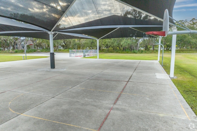 Lamb Elementary has a shaded basketball court so kids can avoid the sun.