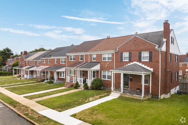 The Perring Loch neighborhood is characterized by its two-story, brick rowhomes.