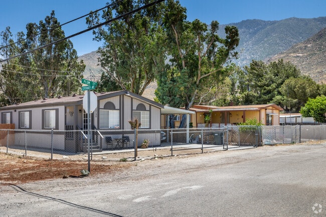Neighborhood of manufactured homes seen in the desert community of Cabazon.