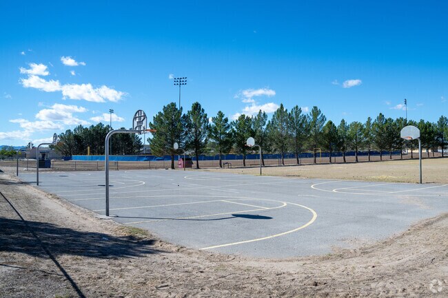 Fabens Middle School has a basketball court for students in Fabens, TX.