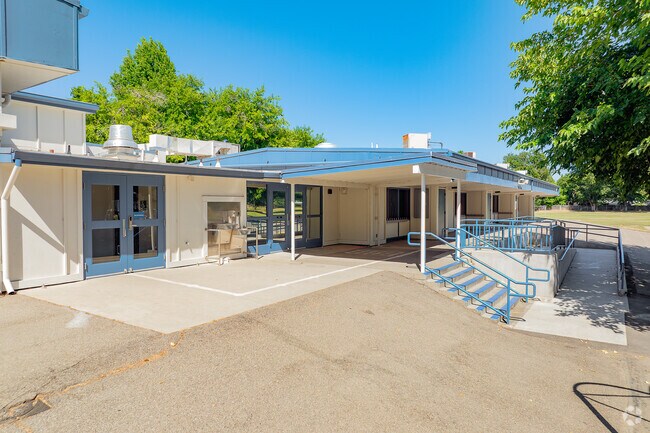 Stairs lead to shaded walkways at Juniper.