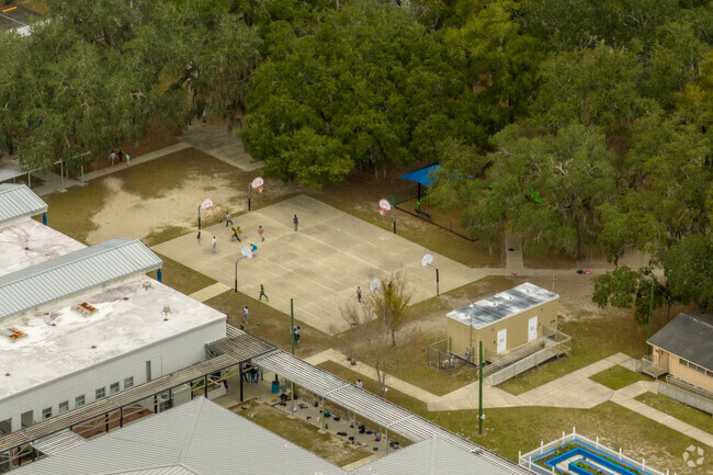 Enterprise Elementary School features a basketball court for its young students to stay active.