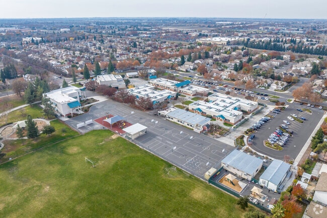 Natomas Park Elementary School offers a sprawling campus when viewed from above.