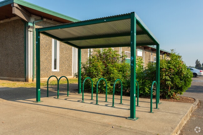 Covered bike racks at Hauton B Lee Middle School.