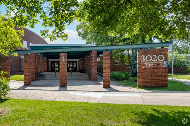The entrance to Luther Jackson Middle in Merrifield.