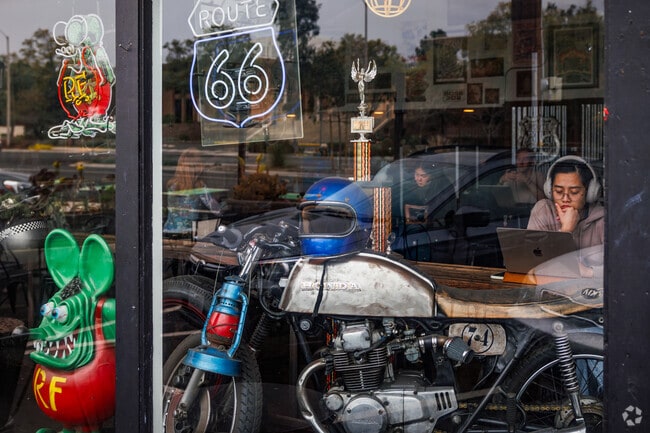 Rev'd Up Coffee & Classics near Vista is a popular spot to study and enjoy a latte.