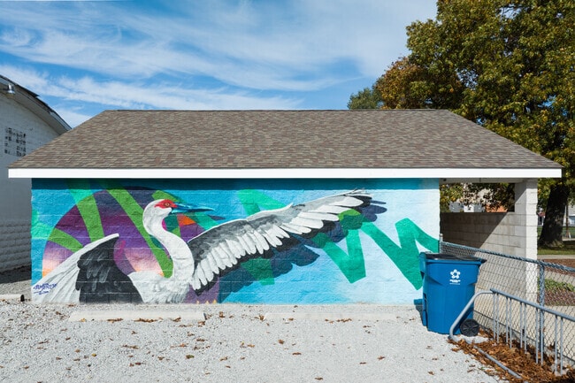 A colorful mural welcomes you to Wheatfield's Centennial Park.