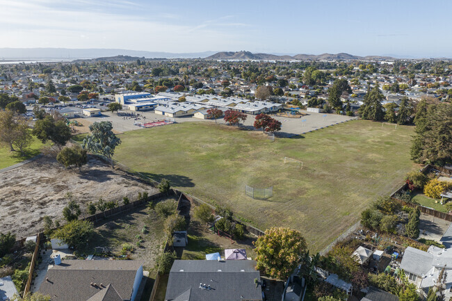 Coyote Hills Elementary School has a large green field for sports and play.