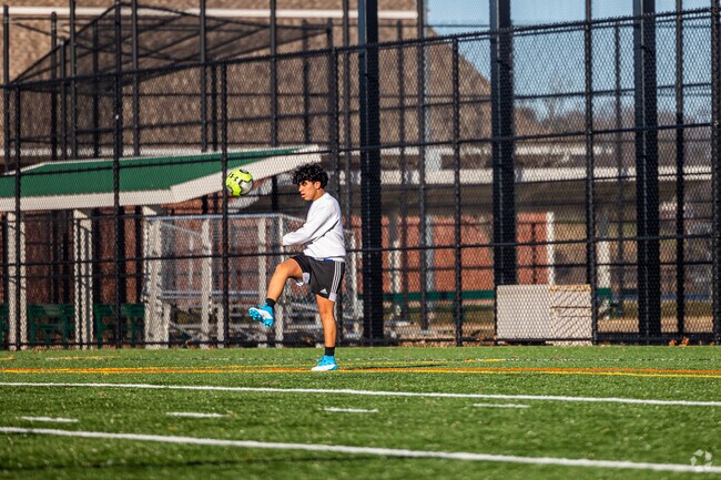 Soccer fans enjoy a well-kept field at Roosevelt Park in Oyster Bay Cove.