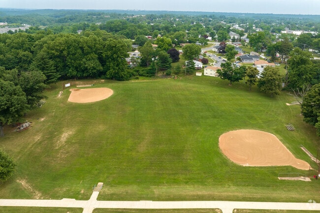 Pikesville High in Pikesville, MD has lots of open space for activities.