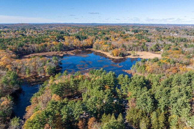 An aerial overview of the Baker Meadow Reservation area in West Andover.