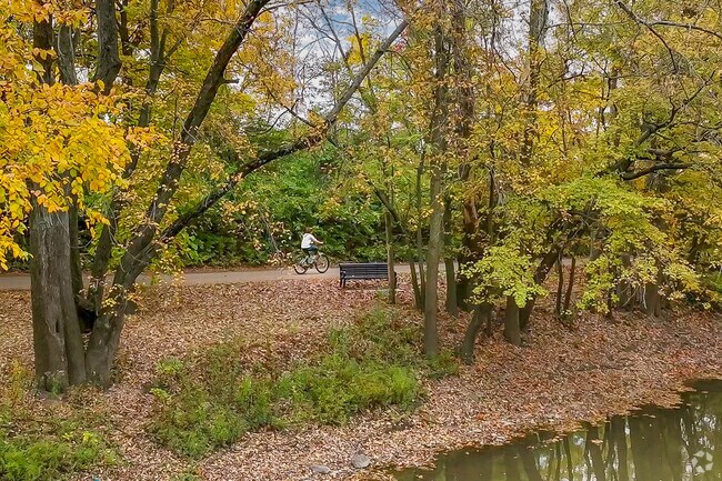 Bikers can use the bike path at the River Greenway in Lincolnshire.