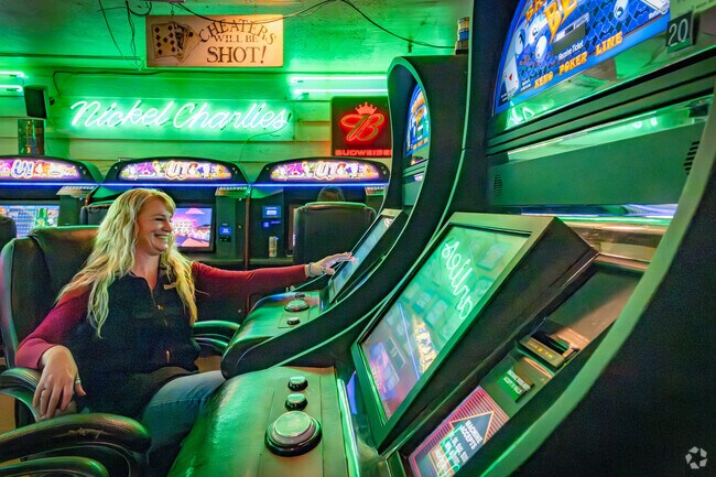 Evergreen gamblers enjoy Nickel Charlies Casino and restaurant for family friendly meals and gaming fun.