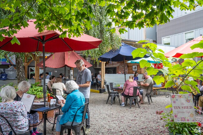 The tin shed Garden Café has wonderful outdoor seating.
