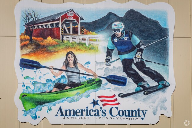 Large murals are see while driving into the business area of Somerset Township.