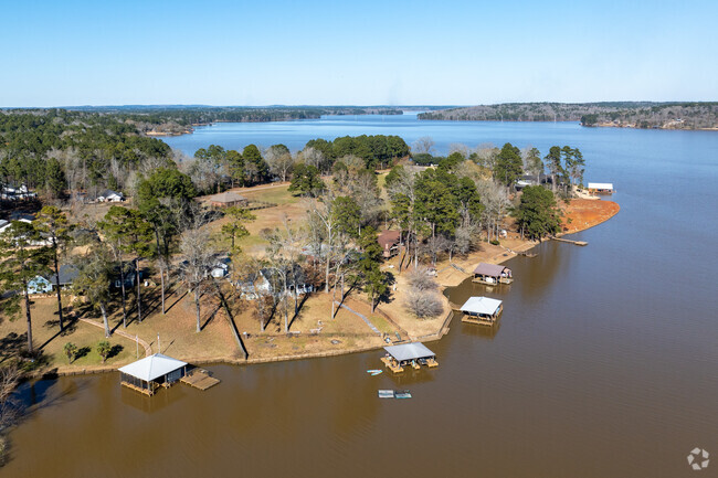Homes with private docks are located on the waters of Lake Nacogdoches in Nacogdoches.