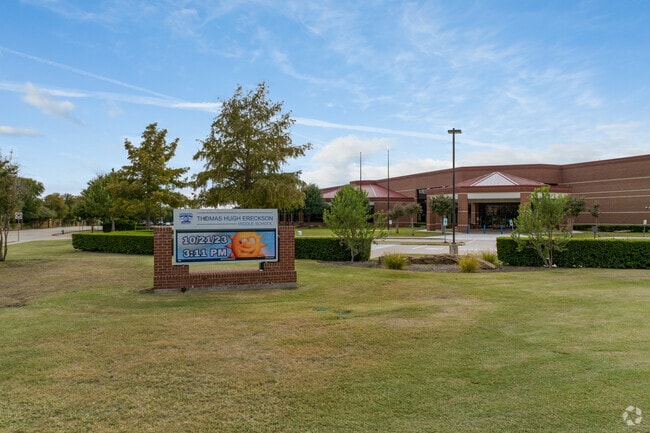 Thomas Hugh Ereckson Middle School signage digitally shows the weather as well as other updates.