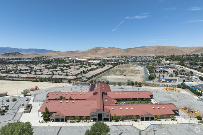 An aerial view of the front of Miguel Sepulveda Elementary School.