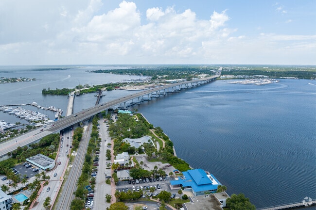 Downtown Stuart in connected to mainland by the Roosevelt Bridge.