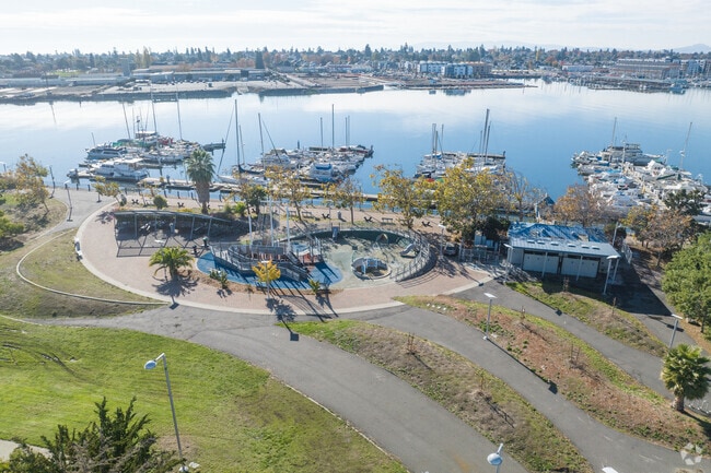 Union Point Park in Oakland is on the estuary and has a boat themed play area.