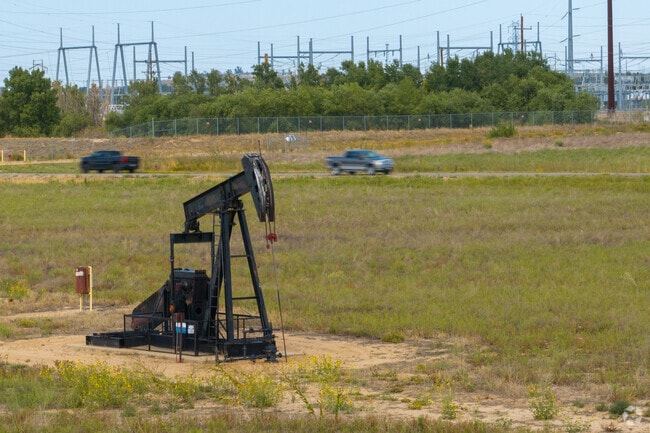 There's antique oil drilling machines throughout the massive fields in the Fort Lupton.