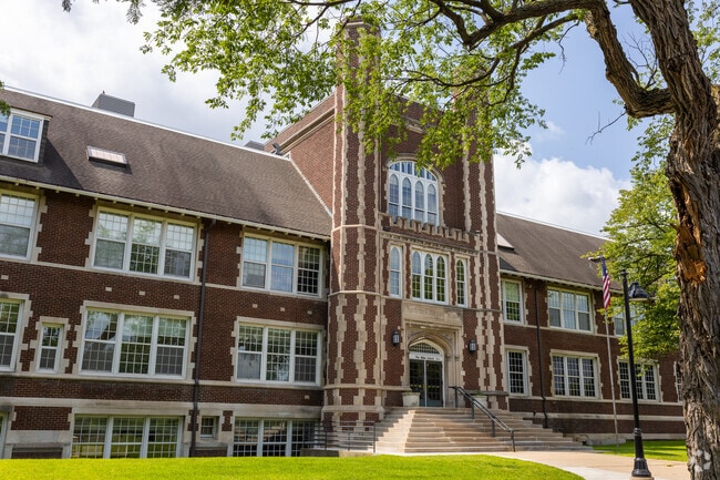 The Blake School entrance is in the Lowry Hill neighborhood of Minneapolis.