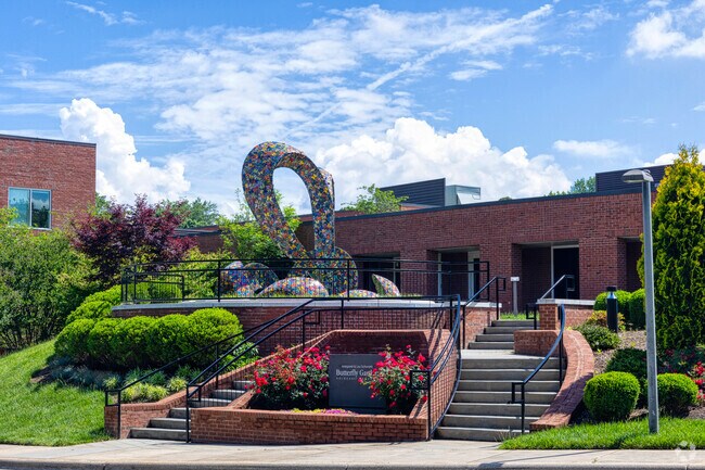 This colorful butterfly sculpture resides at the Shalom Campus near East Forest.