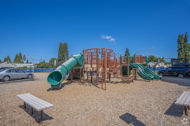 Colorful playgrounds at St. Matthews Catholic School in Hillsboro, Oregon.