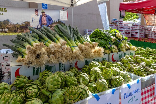 Local veggies are available at the weekly Downtown Palo Alto Farmers Market.