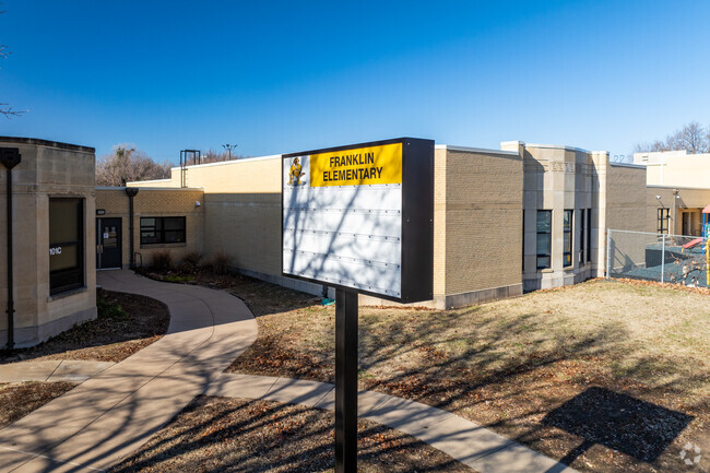 Franklin Elementary School has a large sign near the main road.