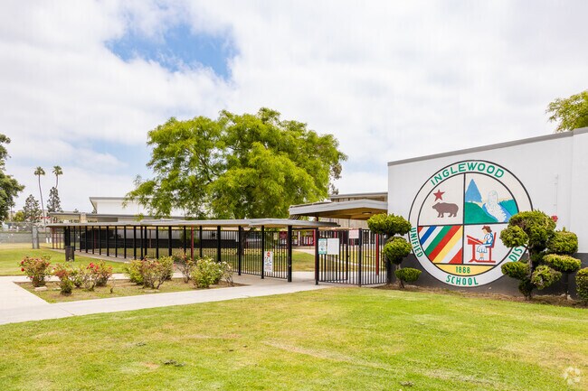There are security gates around Morningside High School in Inglewood, CA for safety.
