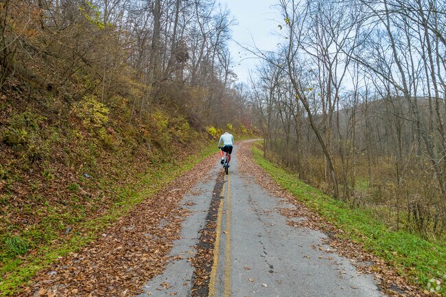 Bicyclists enjoy the Watt's Mill Trailhead in Darlington Township.