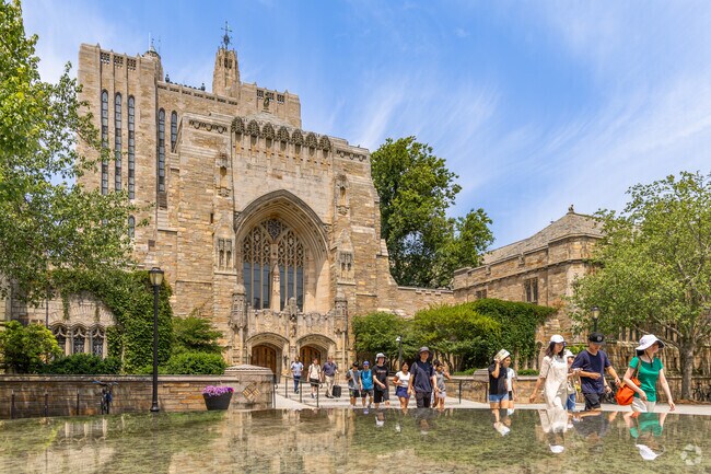 Explore the beautiful architecture and rich history of Yale University in New Haven.