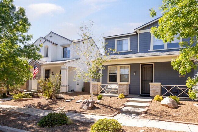 Many of the homes in Stoneridge have shade trees in the front yards, some larger than others.
