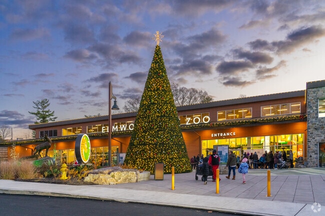 Elmwood Park Zoo features a beautiful holiday light display.