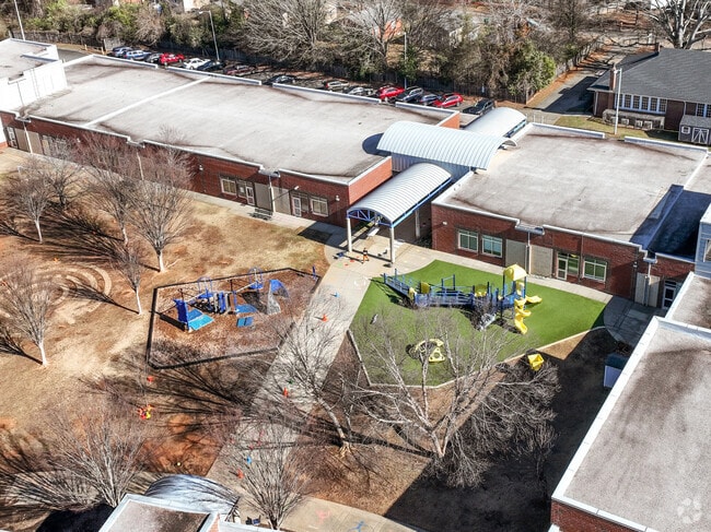 An aerial view of the playground at Billingsville Elementary School.