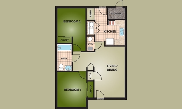 2BR/1BA