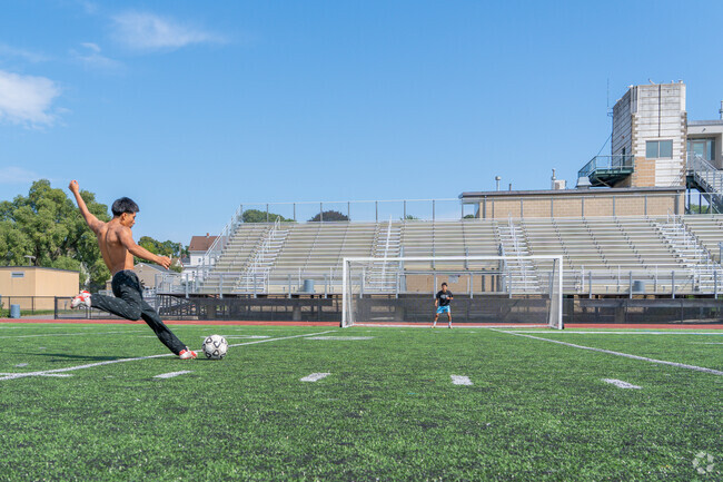 Practice your form or have goalie wars at the Agganis Athletic Complex near Lower Broadway.