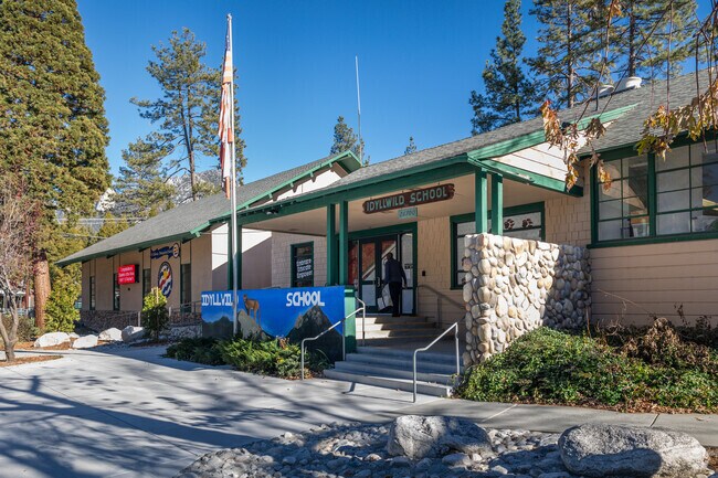 The flag flies high at Idyllwild School.