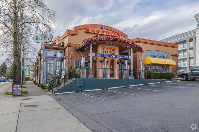 Locals dine in at Saffron Grill for an Indian-Mediterranean fusion meal.