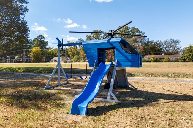 Kids imaginations can soar on the helicopter playground at Coldwater Park.