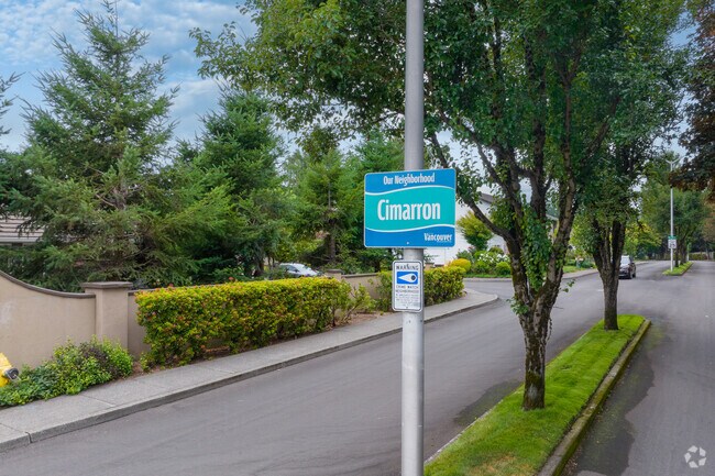 Cimarron’s entrance sign welcomes residents and guests.