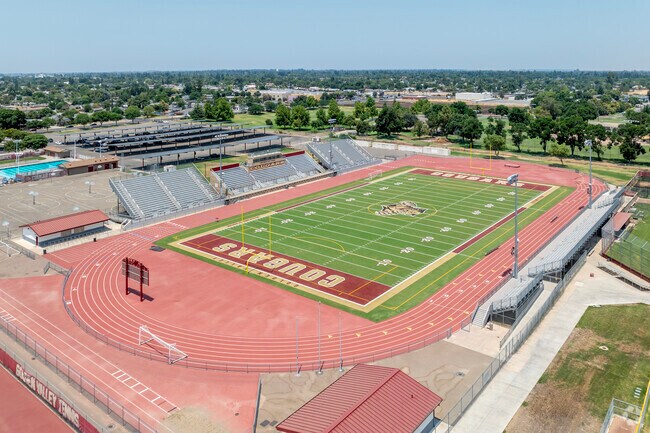 There is a football stadium at Golden Valley High School in Merced.