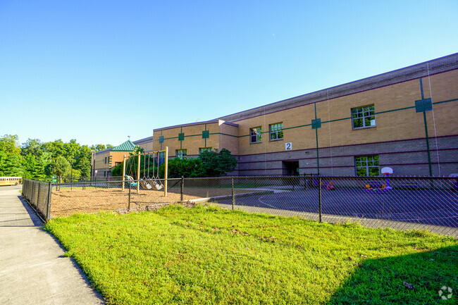 The courtyard at Halley Elementary School gives students plenty of space to run around.