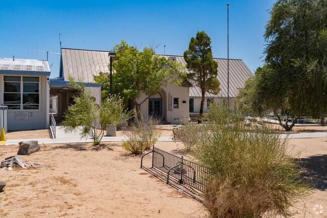 Inyokern School The office is landscaped with desert vegitation.