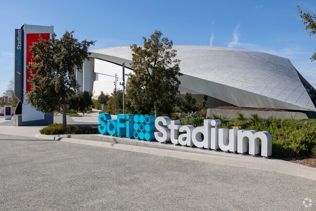 SoFi Stadium near Manchester Square hosts LA Chargers games and major entertainment events.